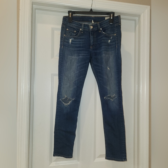 Rag & Bone Capri Distressed Mid-Rise Jeans Size 28 - Picture 1 of 6